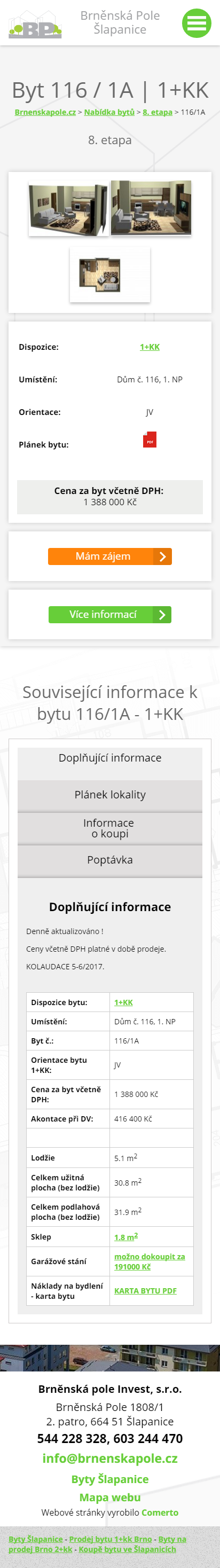Brněnská pole - Screenshot mobilní verze