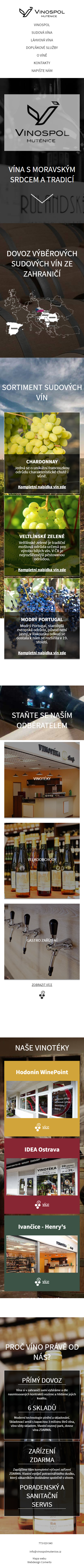Vinospol Mutěnice - Screenshot mobilní verze