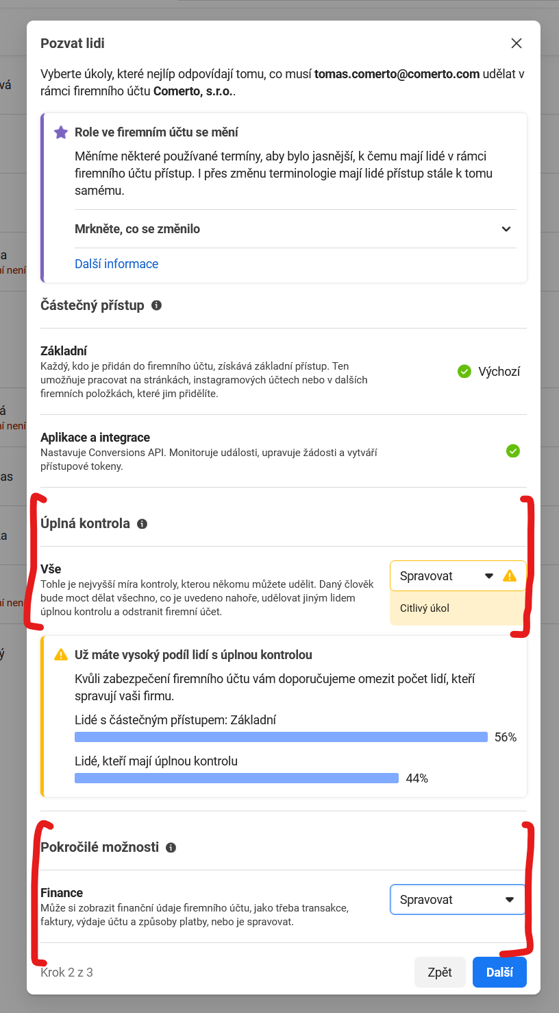 Nasdílení Facebook Business Manageru - druhá možnost