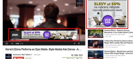 YouTube reklama | Reklama v přehrávači videa (In-Video reklama) na YouTube a také na pravé straně vedle videa (companion)