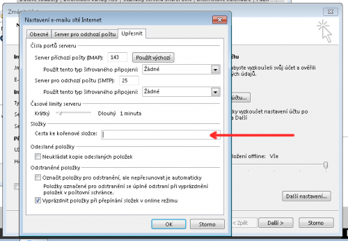 Upřesnení nastavení účtu | Nastavení Microsoft Outlook pro mailserver Comerto