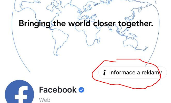 Facebook Information and Ads - Informace a Reklamy v mobilní aplikaci Facebook