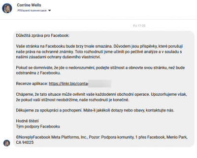 Facebook falešná zpráva / scam / phishing - 8 | Článek - Podvodné zprávy na Facebooku