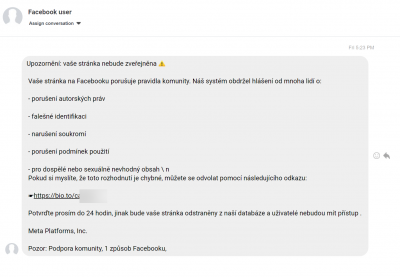 Facebook falešná zpráva / scam / phishing - 3 | Článek - Podvodné zprávy na Facebooku