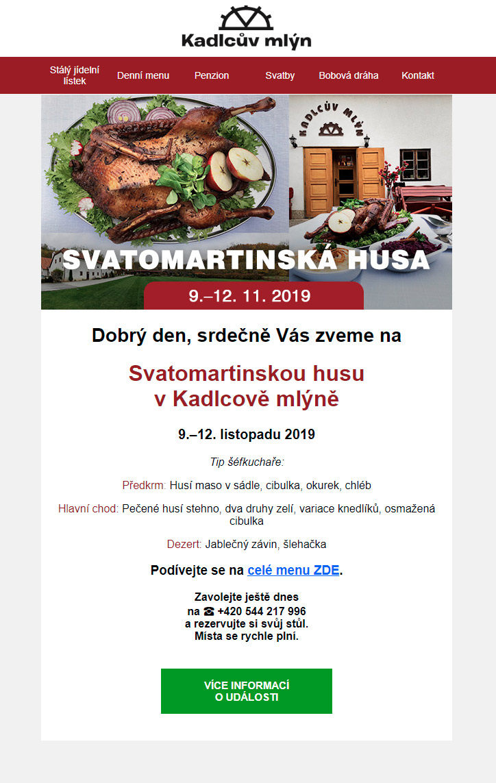 Hromadné rozeslání e-mailů pro restauraci - 1