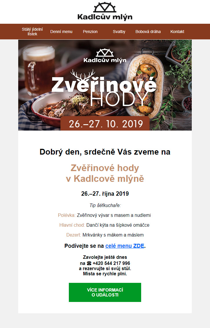 Hromadný e-mailing pro restauraci - 2