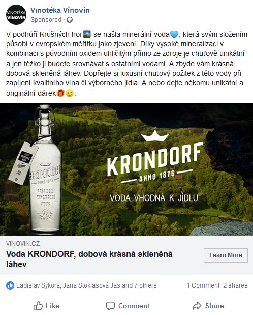 Propagace luxusní minerální vody Krondorf