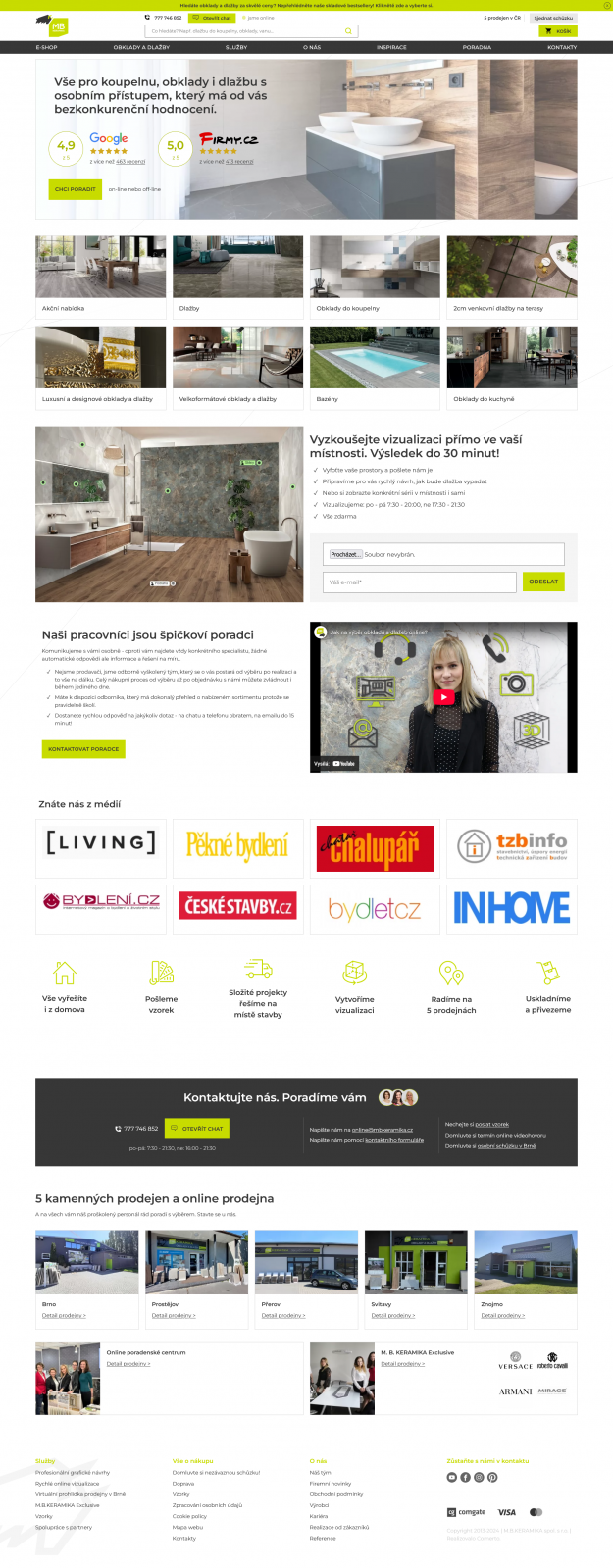 M.B.KERAMIKA: Nepřetržitý vývoj a průběžné aktualizace webu již od roku 2012 - Screenshot