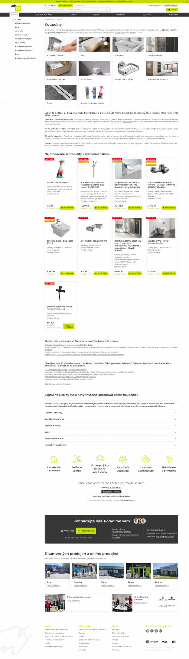 M.B.KERAMIKA: Nepřetržitý vývoj a průběžné aktualizace webu již od roku 2012 - Screenshot