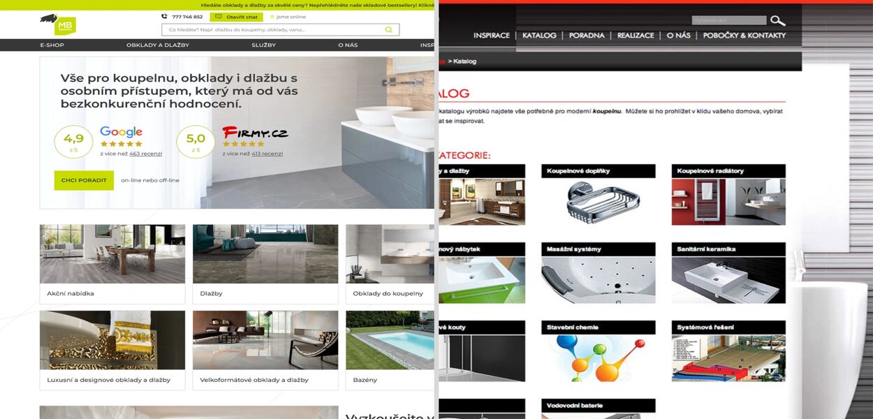 M.B.KERAMIKA: Nepřetržitý vývoj a průběžné aktualizace webu již od roku 2012