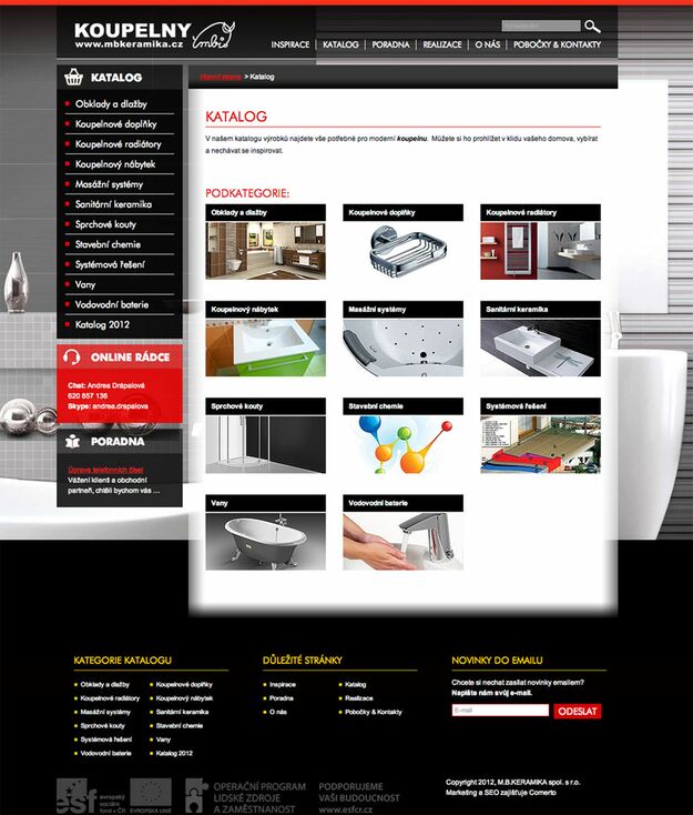 M.B.KERAMIKA: Nepřetržitý vývoj a průběžné aktualizace webu již od roku 2012 - Screenshot