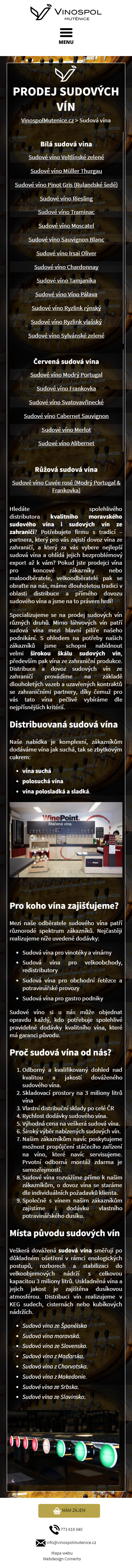 Vinospol Mutěnice - Screenshot mobilní verze