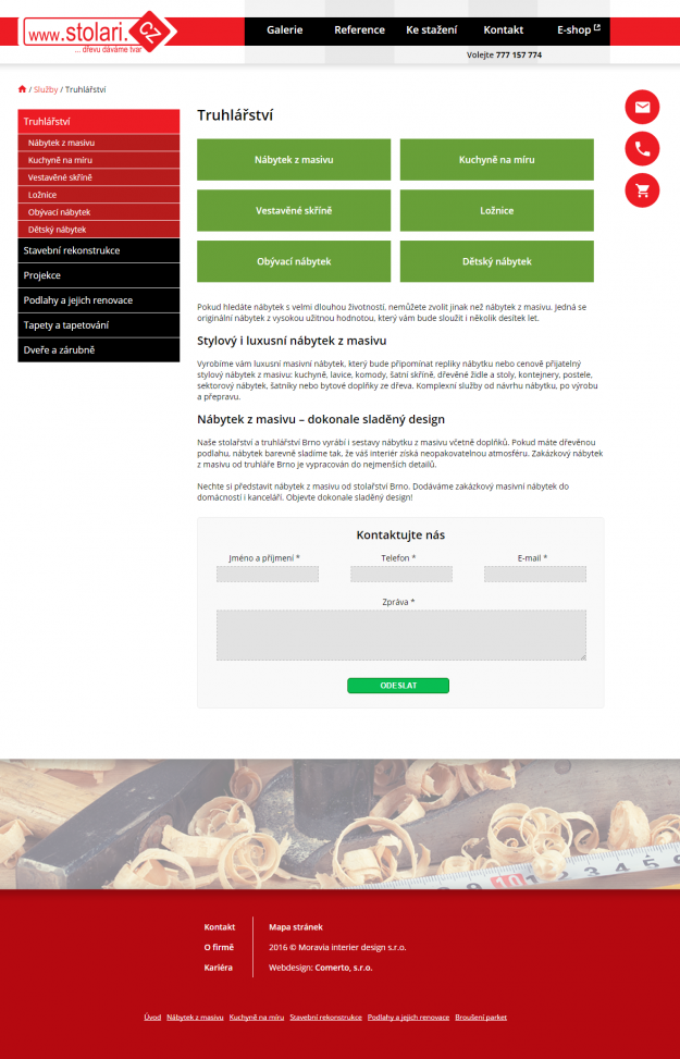 Moravia interier design -  Redesign webových stránek - Screenshot