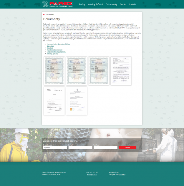 Deratizace Pařez - Nový web - Screenshot