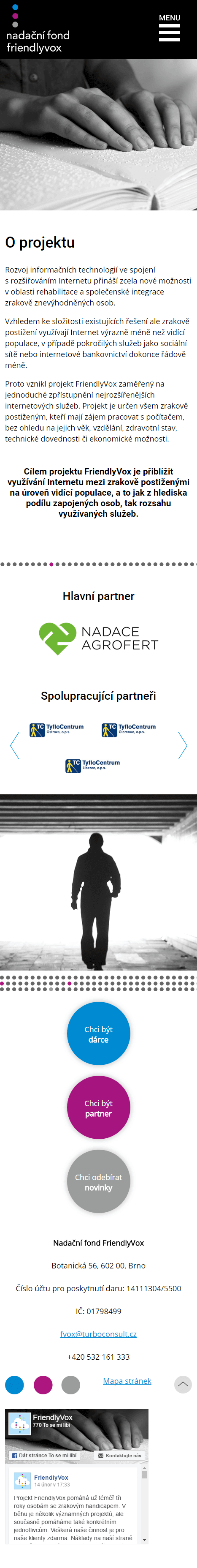 Tvorba webu pro Nadační fond FriendlyVox - Screenshot mobilní verze
