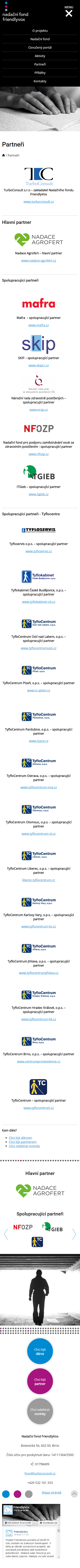 Tvorba webu pro Nadační fond FriendlyVox - Screenshot mobilní verze