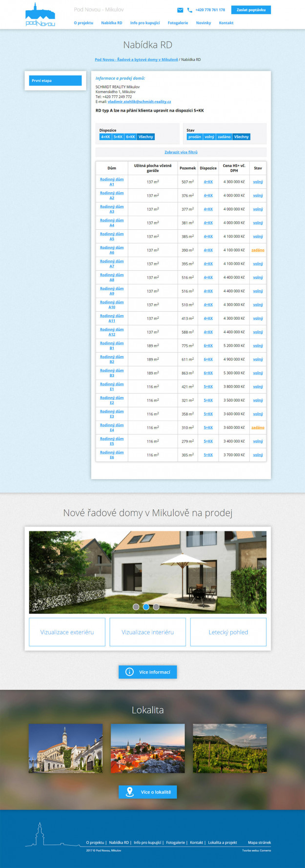 Tvorba nového webu pro mikulovský developerský projekt Pod Novou - Screenshot