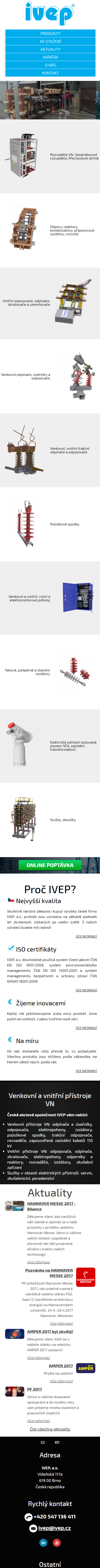 Tvorba webových stránek IVEP - Screenshot mobilní verze