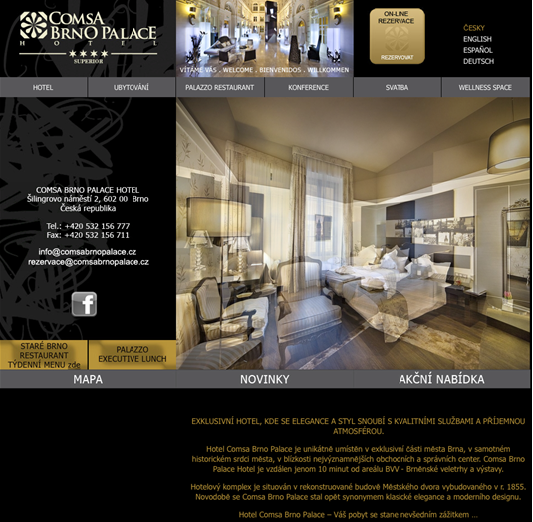 Online marketingová strategie pro Comsa Brno Palace Hotel - Screenshot