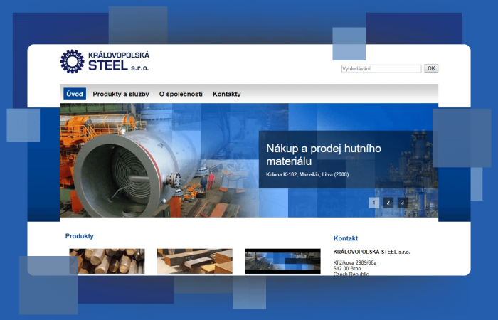 Převod na redakční systém Comerto a úprava webu pro mobilní zařízení - KRÁLOVOPOLSKÁ STEEL
