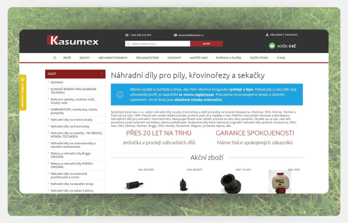 Tvorba nového e-shopu KASUMEX