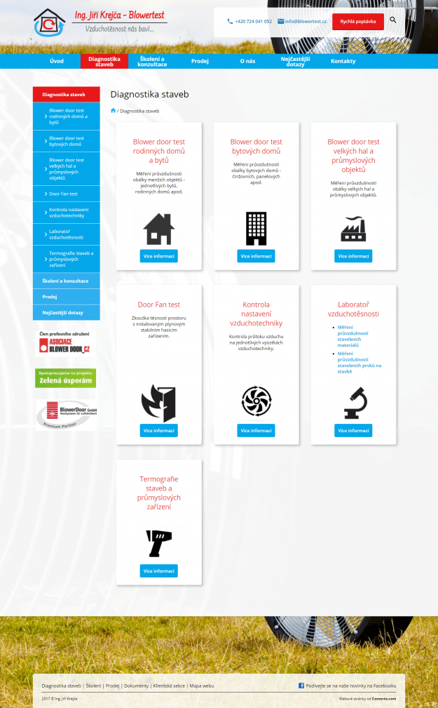 Redesign webových stránek blowertest.cz - Screenshot