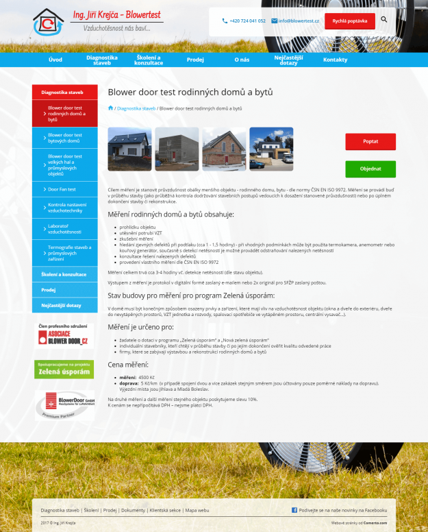 Redesign webových stránek blowertest.cz - Screenshot