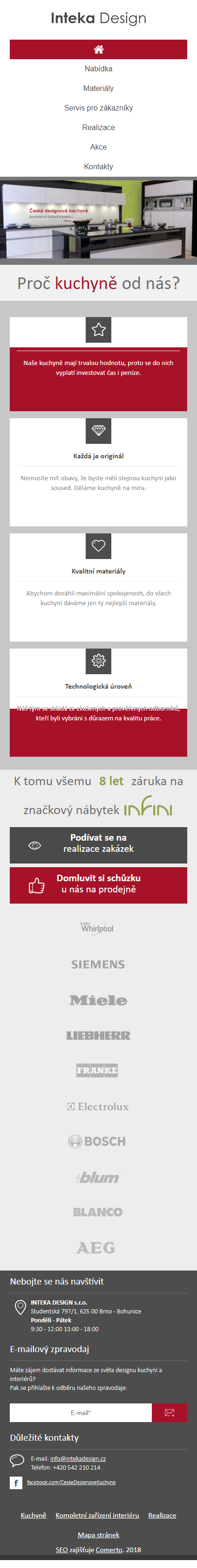 INTEKA DESIGN s.r.o. - Zvýšení lokálního povědomí o firmě - Screenshot mobilní verze