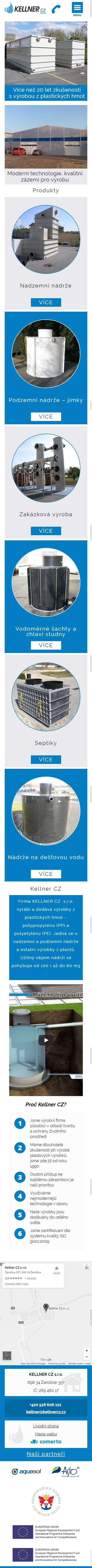 Zcela nový web KELLNER CZ - Screenshot mobilní verze