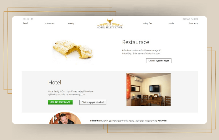 Hotel a restaurace Selský dvůr Vyškov – tvorba webu