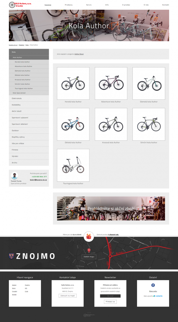 Tvorba webu pro CYKLO Kučera - Screenshot