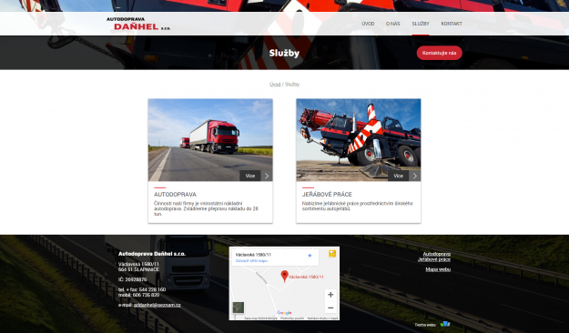 Tvorba nového webu - Autodoprava Daňhel - Screenshot