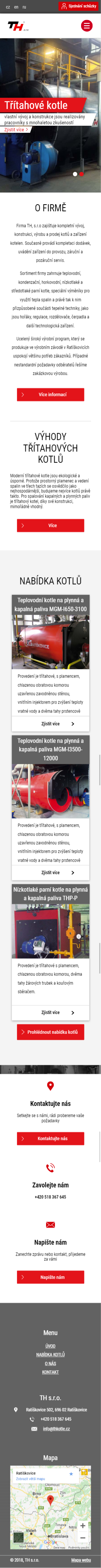 Tvorba nové internetové prezentace TH-Kotle.cz - Screenshot mobilní verze