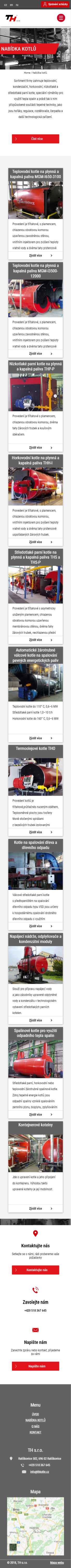Tvorba nové internetové prezentace TH-Kotle.cz - Screenshot mobilní verze