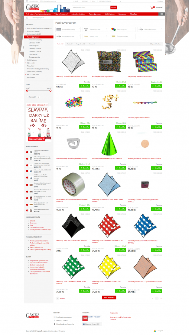 Tvorba eshopu pro Gastro Novotný - Screenshot