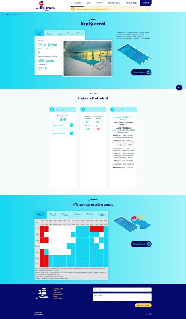 Tvorba nového webu Aquapark Vyškov - Screenshot