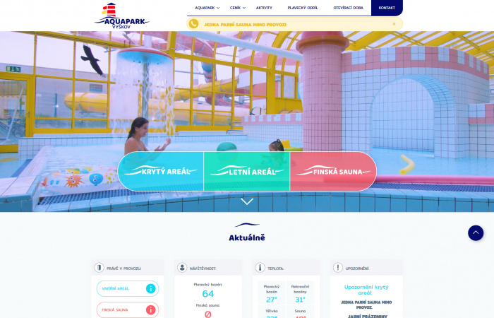 Tvorba nového webu Aquapark Vyškov