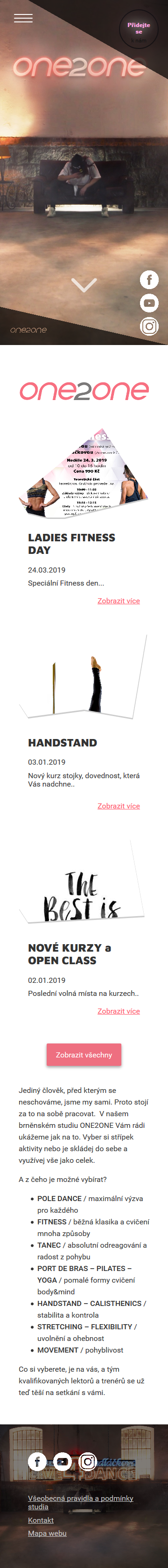 Tvorba nového webu one2onestudio.cz - Screenshot mobilní verze