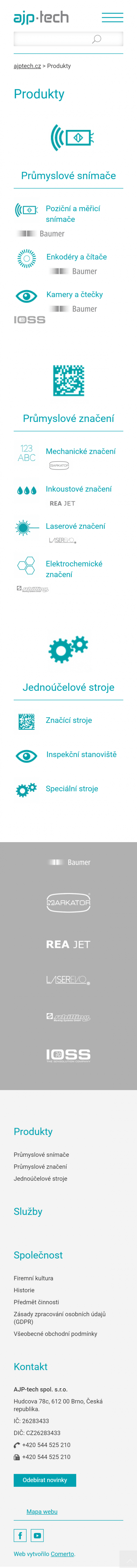 Tvorba webu ajptech.cz - Screenshot mobilní verze