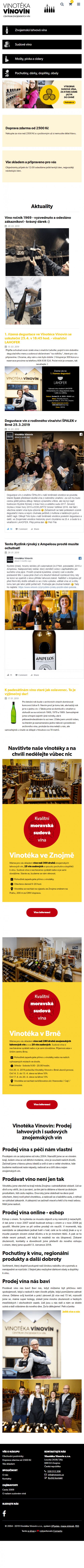 Tvorba nového e-shopu vinovin.cz - Screenshot mobilní verze