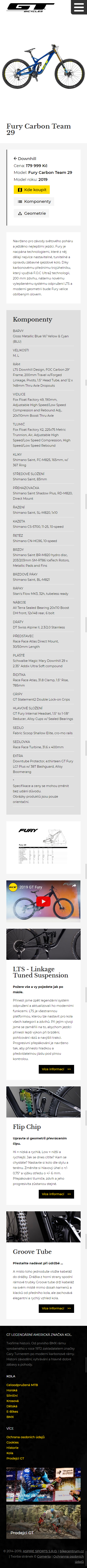 Redesign webu GT Bicycles (2019) - Screenshot mobilní verze
