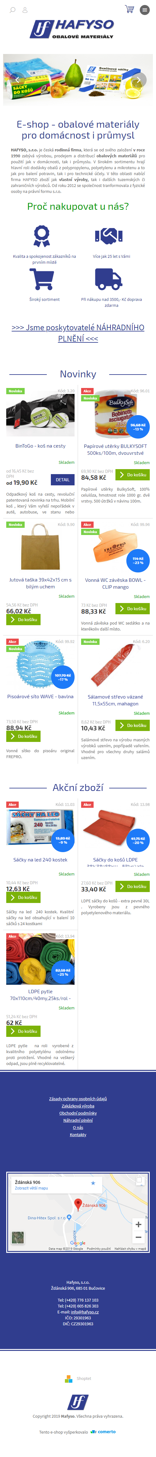 Vytvoření e-shopu pro hafyso.cz - Screenshot mobilní verze