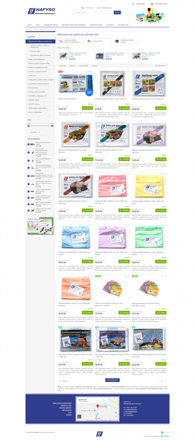 Vytvoření e-shopu pro hafyso.cz - Screenshot