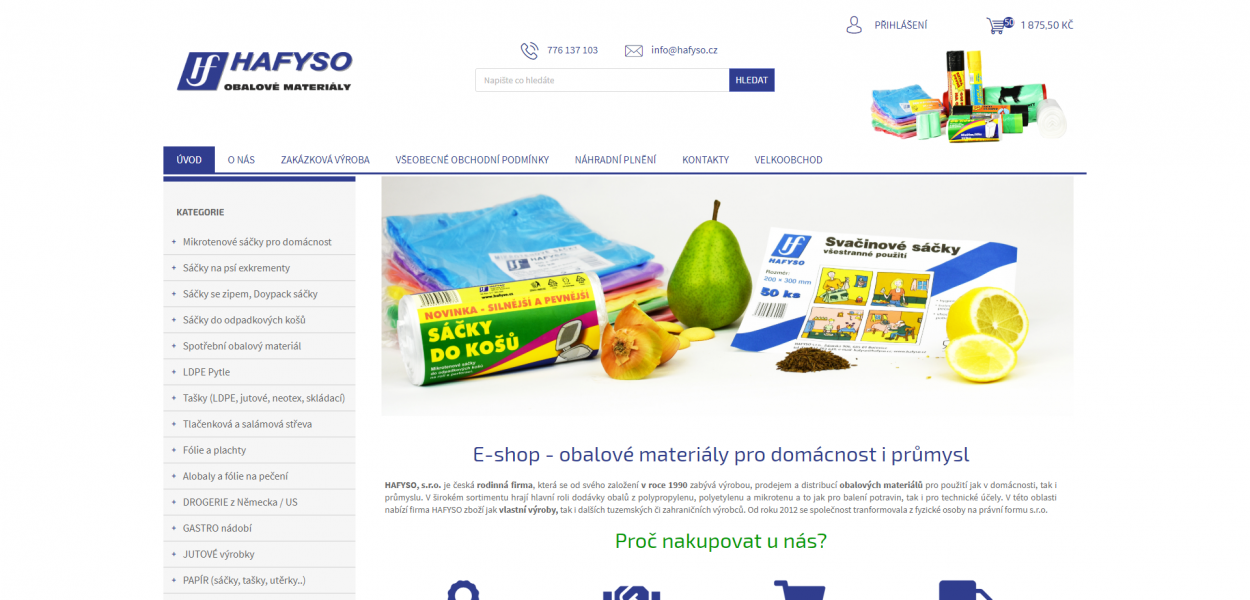 Vytvoření e-shopu pro hafyso.cz