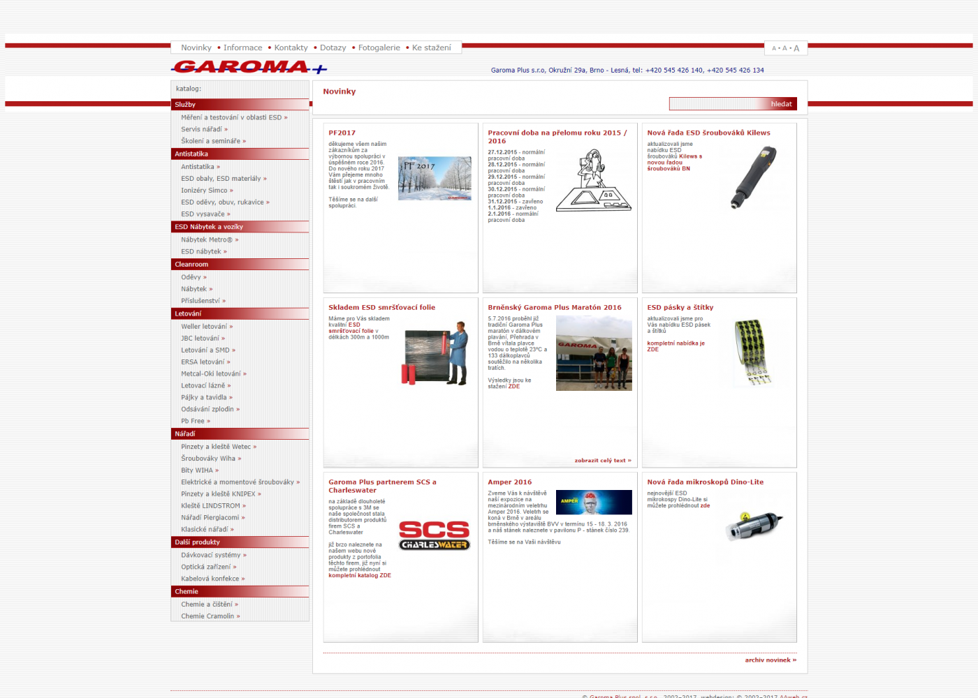 Tvorba nového e-shopu garoma.cz - Porovnání, stará verze #1