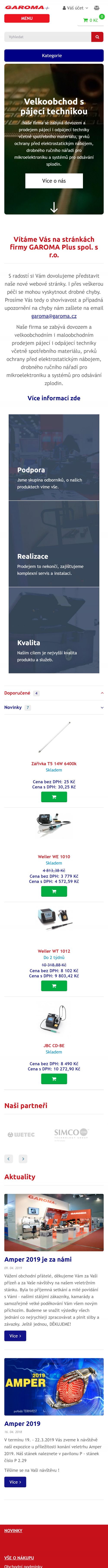 Tvorba nového e-shopu garoma.cz - Screenshot mobilní verze