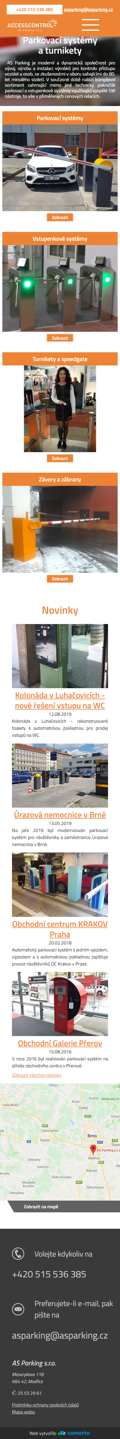 AS Parking – tvorba webu - Screenshot mobilní verze