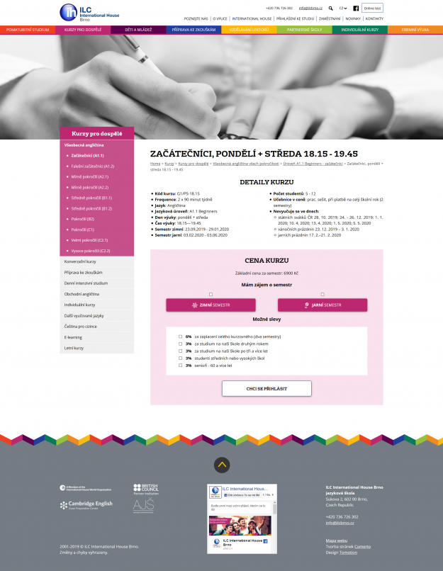 Tvorba nového webu - ILC International House Brno - Screenshot