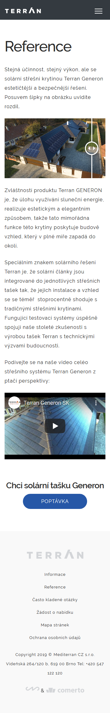 Tvorba microsite pro Generon - Screenshot mobilní verze