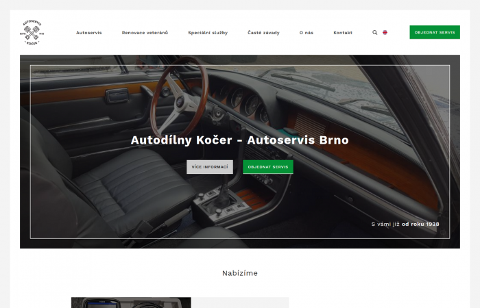 Tvorba webu pro autoservis Autodílny Kočer